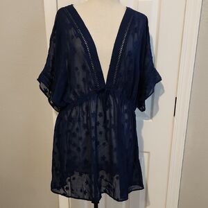XXL Sheer Navy Blue Cover-Up